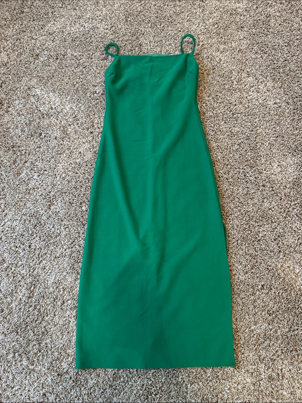 Green Spaghetti-Strap Midi Dress